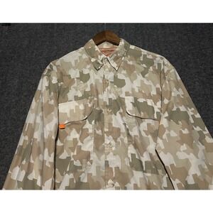Old tejas button up shirt long sleeve camouflage mens medium fishing outdoors